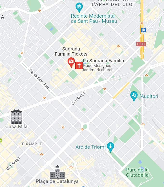 Map of the Sagrada Familia