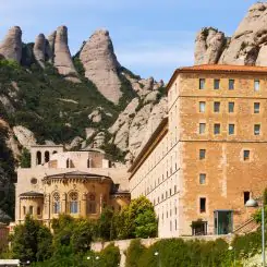Santa Maria de Montserrat monastery in spring.  Catalonia